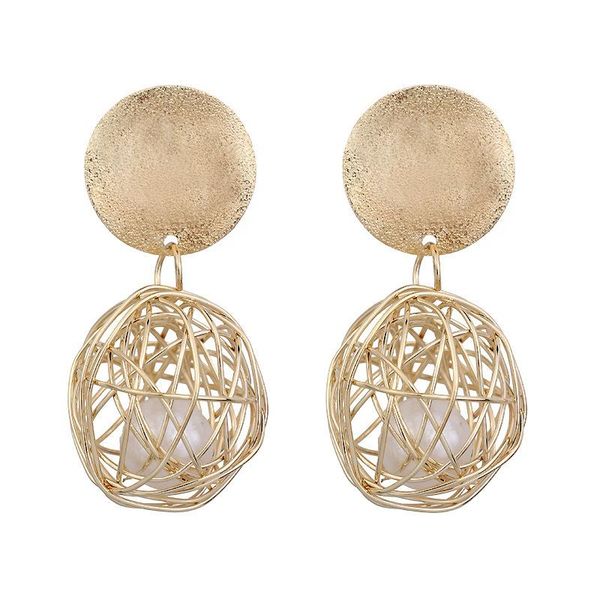 style retro geometry earrings simple weaving round ball pearl metal accessories women's for women stud, Golden;silver
style retro geometry earrings simple weaving round ball pearl metal accessories women's for women stud, Golden;silver