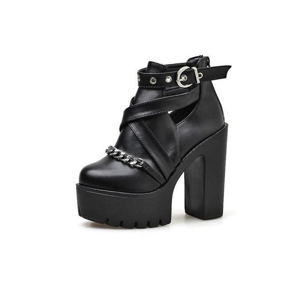 hollow thick high heel 13cm platform ankle boots pu leather rome style with chain cross belt short shoes women black
hollow thick high heel 13cm platform ankle boots pu leather rome style with chain cross belt short shoes women black