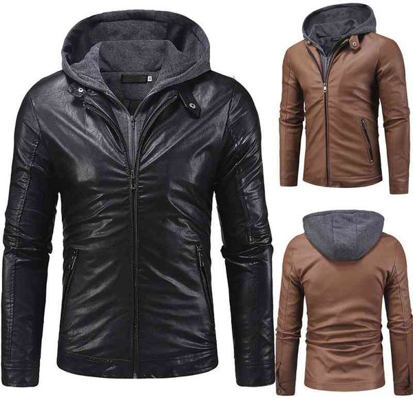men's hoodies & sweatshirts new double zipper access control casual slim knit hooded leather jacket 5268, Black
men's hoodies & sweatshirts new double zipper access control casual slim knit hooded leather jacket 5268, Black
