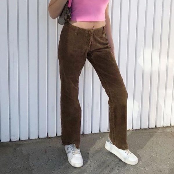 women brown corduroy straight pants harajuku vintage high waist solid slim fit casual trousers holiday fashion women's & capris, Black;white
women brown corduroy straight pants harajuku vintage high waist solid slim fit casual trousers holiday fashion women's & capris, Black;white