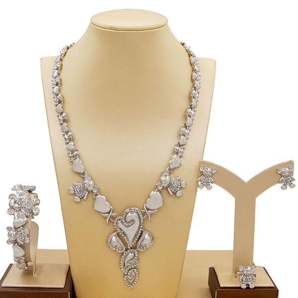 earrings & necklace yulaili fashion women jewelry sets silver color teddy bear heart shape bracelet ring crystal jewellery gifts
earrings & necklace yulaili fashion women jewelry sets silver color teddy bear heart shape bracelet ring crystal jewellery gifts