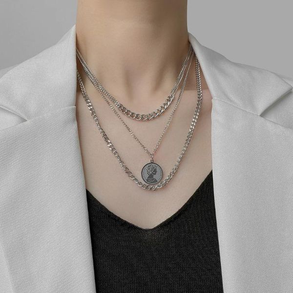 pendant necklaces vsnow vintage stylish multi-layer queen portrait necklace for women mix chunky chain stainless steel jewelry, Silver
pendant necklaces vsnow vintage stylish multi-layer queen portrait necklace for women mix chunky chain stainless steel jewelry, Silver