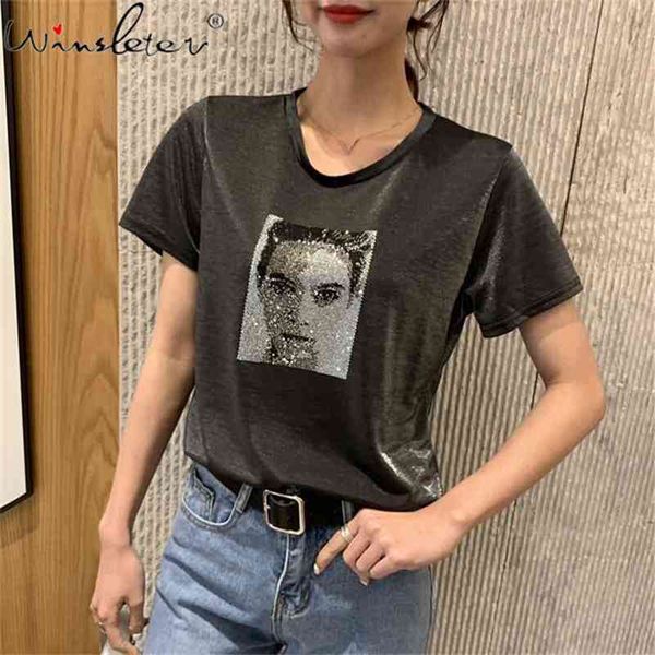 women t-shirt cotton diamonds summer female shiny tee for ladies girl o-neck short sleeve t shirts hipster t04408b 210421, Black;gray
women t-shirt cotton diamonds summer female shiny tee for ladies girl o-neck short sleeve t shirts hipster t04408b 210421, Black;gray