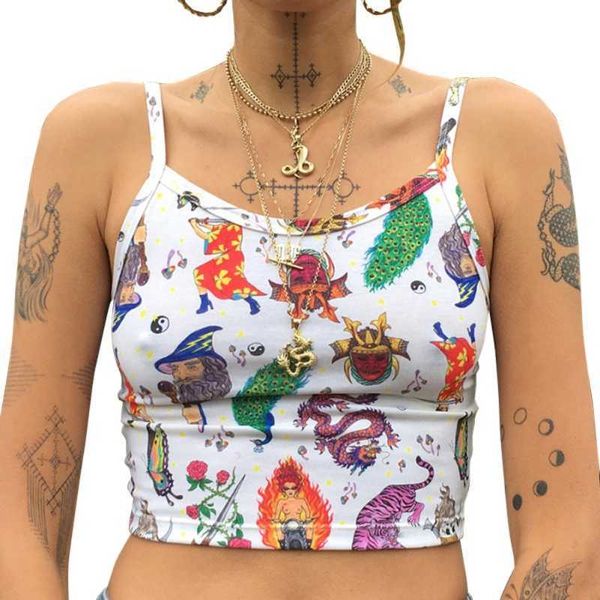women summer tank vest crop sleeveless cartoon print cotton clubwear vest off shoulder camisole new arrival y0622, White
women summer tank vest crop sleeveless cartoon print cotton clubwear vest off shoulder camisole new arrival y0622, White