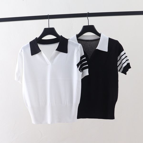 t shirt 2021 summer tb four bar college style short sleeve ice silk women slim lapel top, White
t shirt 2021 summer tb four bar college style short sleeve ice silk women slim lapel top, White