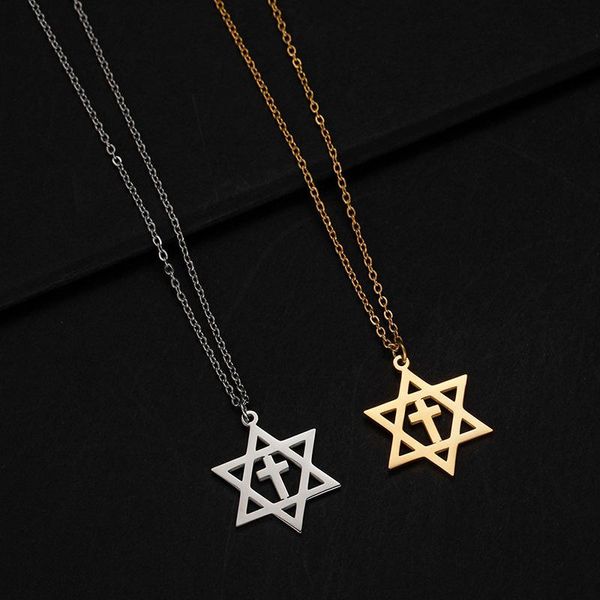 chains fashion gold color star of david necklace for women men stainless steel six point cross pendants religious jewelry, Silver
chains fashion gold color star of david necklace for women men stainless steel six point cross pendants religious jewelry, Silver