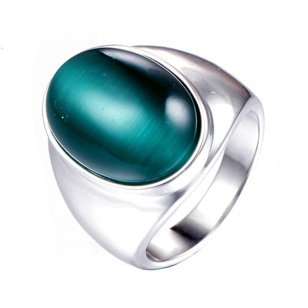 delicate ring fashion simple oval opal men's and women's titanium steel s, Silver