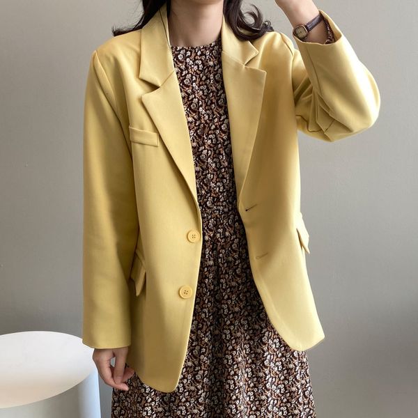 women's jackets spring new chic woman blazer coat turn down collar pocket loose casual suit for women single breasted casaco femin, Black;brown
women's jackets spring new chic woman blazer coat turn down collar pocket loose casual suit for women single breasted casaco femin, Black;brown