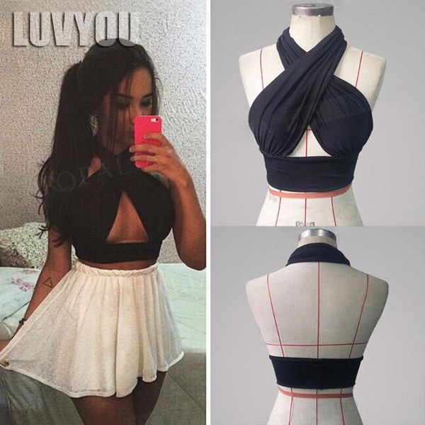 women's tanks & camis women strappy cross over front cut out halter neck sleeveless backless crop bandage vest summer woman cl, White
women's tanks & camis women strappy cross over front cut out halter neck sleeveless backless crop bandage vest summer woman cl, White