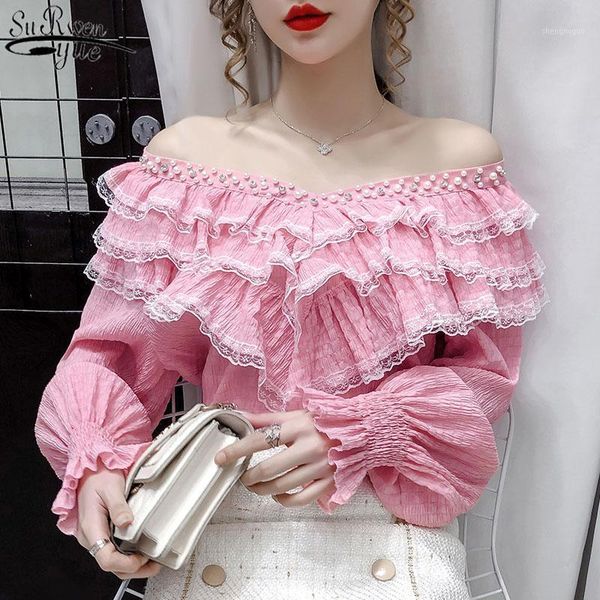 fall stylish temperament lace stitched ruffled v collar women's shirt korean latern long sleeve vintage lady 12074 blouses & shirts, White
fall stylish temperament lace stitched ruffled v collar women's shirt korean latern long sleeve vintage lady 12074 blouses & shirts, White