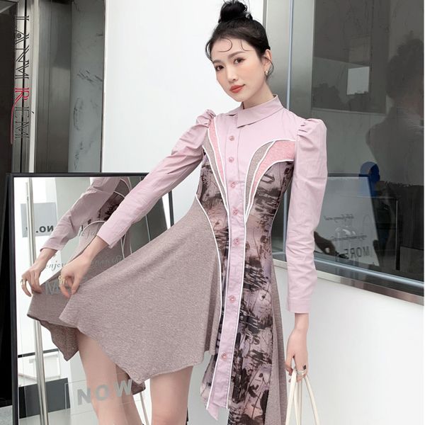 spring autumn dress women multicolor stitching irregular shirt fashion streewear clothes 2a3302 210507, Black;gray
spring autumn dress women multicolor stitching irregular shirt fashion streewear clothes 2a3302 210507, Black;gray