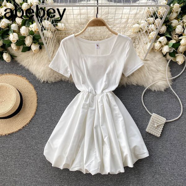 casual solid summer women dress elegant square collar short white korean fashion chic girl vestidos 210512, Black;gray
casual solid summer women dress elegant square collar short white korean fashion chic girl vestidos 210512, Black;gray