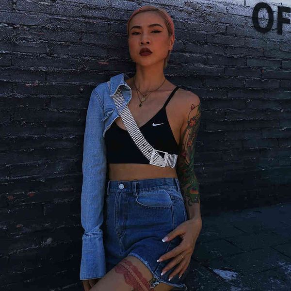 denim patchwork diamond jacket for women lapel long sleeve asymmetrical streetwear jackets female fashion 2021, Black;brown
denim patchwork diamond jacket for women lapel long sleeve asymmetrical streetwear jackets female fashion 2021, Black;brown