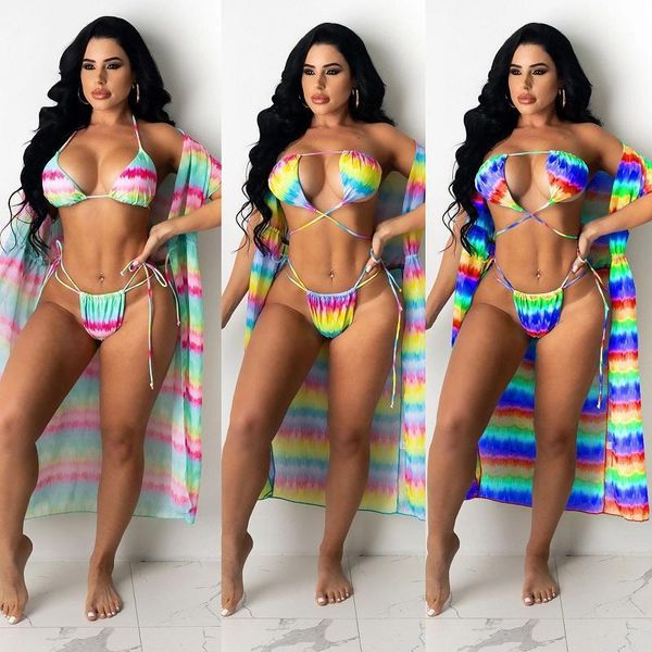 rainbow printed 3pcs/set beachwear women bandage bikini set+cover-ups swimwear cover up set robe de plage women's, White;black
rainbow printed 3pcs/set beachwear women bandage bikini set+cover-ups swimwear cover up set robe de plage women's, White;black