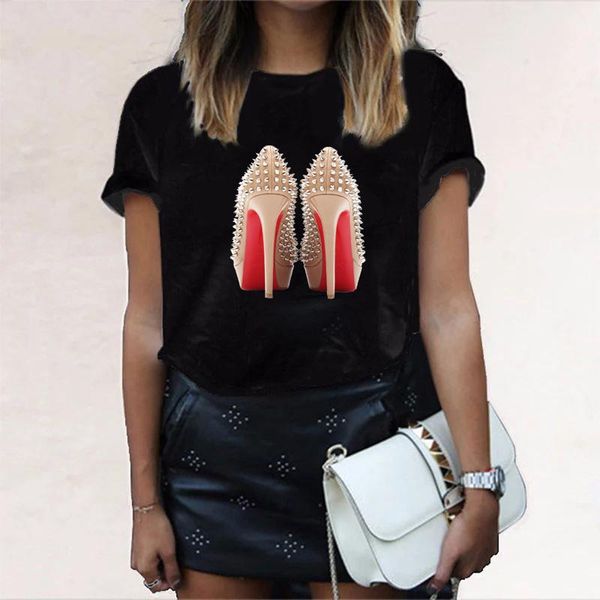 women's t-shirt fixsys pink high heels shoes printed vogue t shirt fashion women female harajuku tee 90s ladies, White
women's t-shirt fixsys pink high heels shoes printed vogue t shirt fashion women female harajuku tee 90s ladies, White