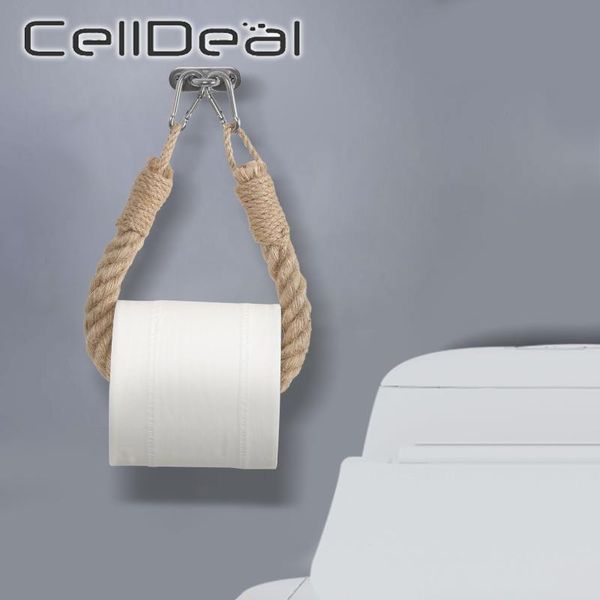 

hooks & rails industrial style toilet roll paper rack ring nautical rope wall storage towel hanging bathroom holder home organizer