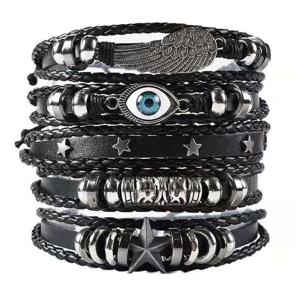 beaded, strands 1pcs men's retro punk style leather woven bracelet alloy eye multilayer wide wrap jewelry ethnic tribal wristband, Black
beaded, strands 1pcs men's retro punk style leather woven bracelet alloy eye multilayer wide wrap jewelry ethnic tribal wristband, Black