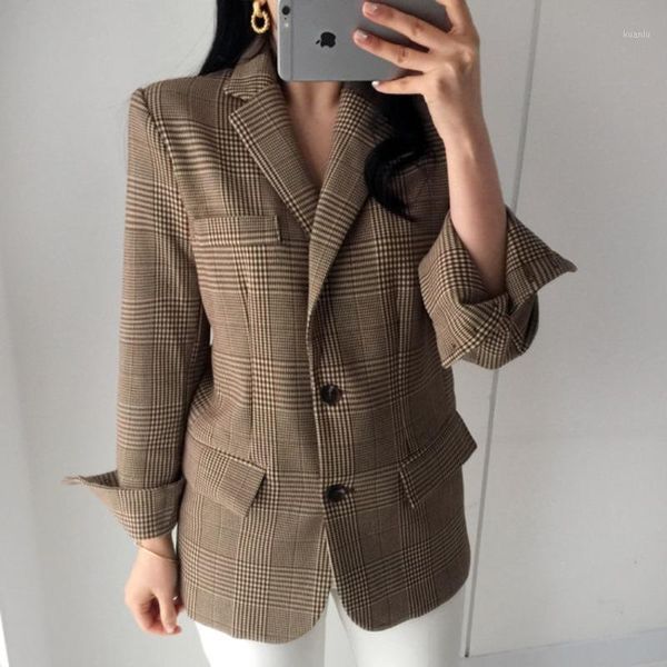 women's suits & blazers women streetwear plaid blazer spring autumn 2021 korean turn down collar short coat woman long-sleeved vintage, White;black
women's suits & blazers women streetwear plaid blazer spring autumn 2021 korean turn down collar short coat woman long-sleeved vintage, White;black
