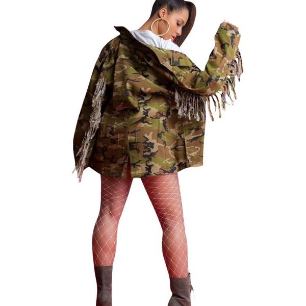 women's jackets unique design all seasons tassel camouflage long-sleeved jacket locomotive fringed sleeves fashion casual, Black;brown
women's jackets unique design all seasons tassel camouflage long-sleeved jacket locomotive fringed sleeves fashion casual, Black;brown