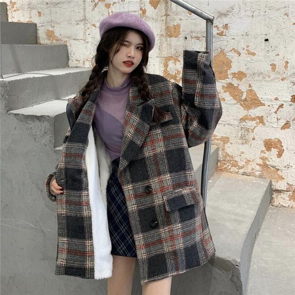 women's suits & blazers warm vintage plaid blazer office ladies casual double-breasted mid-length woolen winter thick oversize quilted, White;black
women's suits & blazers warm vintage plaid blazer office ladies casual double-breasted mid-length woolen winter thick oversize quilted, White;black