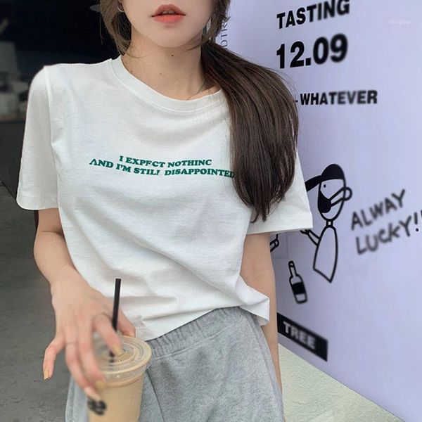 women's t-shirt summer letter printing short style short-sleeved korean fashion simple all-match loose ladies top, White
women's t-shirt summer letter printing short style short-sleeved korean fashion simple all-match loose ladies top, White