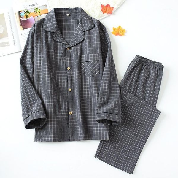 water-washed cotton long sleeved trousers mens pajamas spring and autumn lapel pure pijama mans nightwear sleepwear men's, Black;brown
water-washed cotton long sleeved trousers mens pajamas spring and autumn lapel pure pijama mans nightwear sleepwear men's, Black;brown
