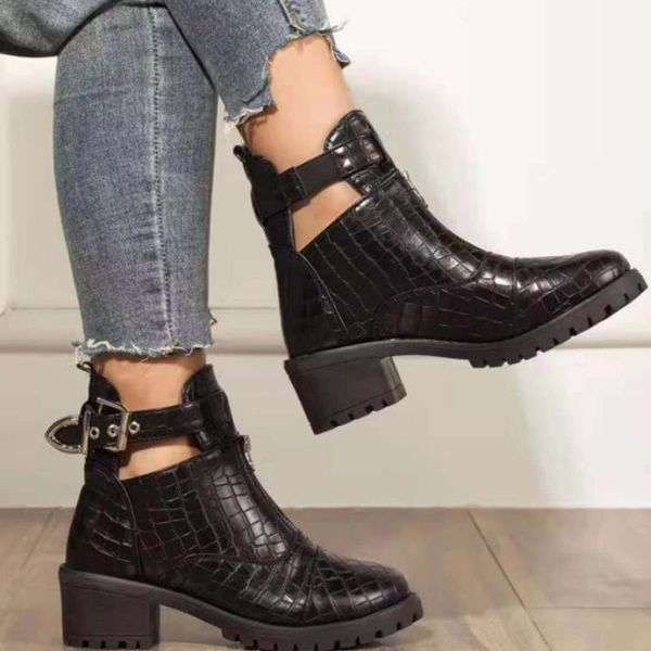 boots leather shoes women ankle round toe autumn winter fashion square heel platform europe style, Black
boots leather shoes women ankle round toe autumn winter fashion square heel platform europe style, Black