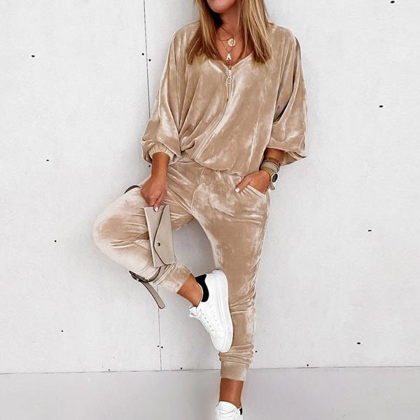 women's two piece pants elegant velvet tracksuits women casual pullover v neck zipper sweatshirts and harem set loose ladies sweatsuits, White
women's two piece pants elegant velvet tracksuits women casual pullover v neck zipper sweatshirts and harem set loose ladies sweatsuits, White