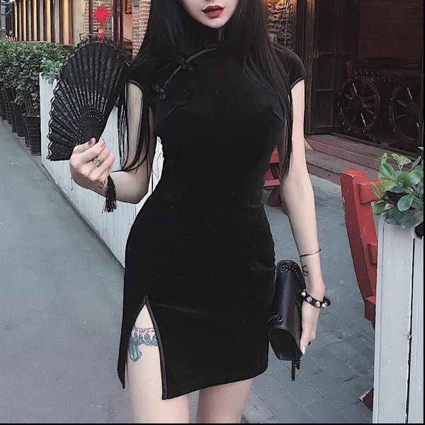 vestido chinese qipao womens dresses suede glossy solid mini cheongsam clasp split club party, Black;gray
vestido chinese qipao womens dresses suede glossy solid mini cheongsam clasp split club party, Black;gray