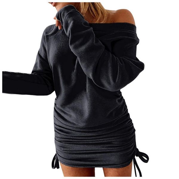 casual dresses autumn women mini dress soild belt long sleeve elegant one shoulder for clothing vestidos de verano 2021, Black;gray
casual dresses autumn women mini dress soild belt long sleeve elegant one shoulder for clothing vestidos de verano 2021, Black;gray