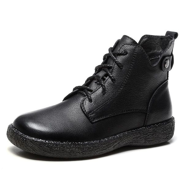 boots soft soled women's genuine leather autumn casual short handmade lace-up motorcycle, Black
boots soft soled women's genuine leather autumn casual short handmade lace-up motorcycle, Black