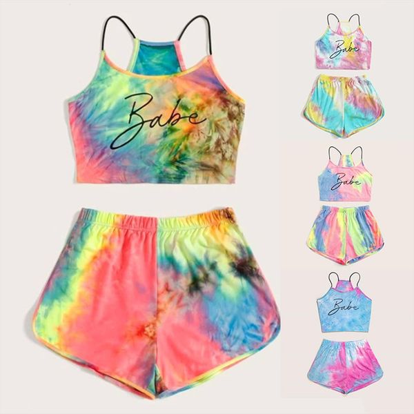 sweatshirt pullover gradient color womens shorts wide leg tracksuit set tie dye suspender sports, White;black
sweatshirt pullover gradient color womens shorts wide leg tracksuit set tie dye suspender sports, White;black