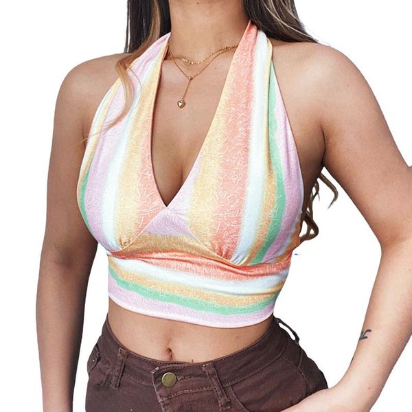 women's tanks & camis women backless bandage tank sleeveless multicolor striped halter crop holiday girls casual camisole stre, White
women's tanks & camis women backless bandage tank sleeveless multicolor striped halter crop holiday girls casual camisole stre, White