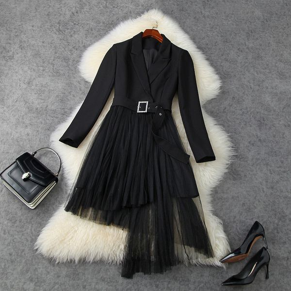 casual dresses european and american women's wear winter style long - sleeved lapels with irregular mesh fashionable dress fzn8, Black;gray
casual dresses european and american women's wear winter style long - sleeved lapels with irregular mesh fashionable dress fzn8, Black;gray