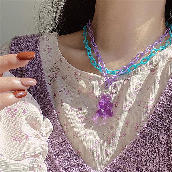 pendant necklaces harajuku cool cute cartoon color bear gummy necklace for women colorful hollow chain clavicle, Silver
pendant necklaces harajuku cool cute cartoon color bear gummy necklace for women colorful hollow chain clavicle, Silver