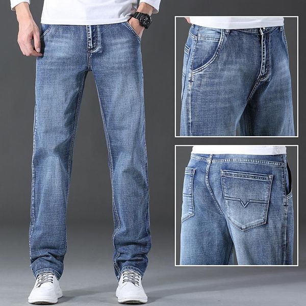 men's jeans autumn winter fashion brand high-quality men stretch straight-leg casual pants male classic loose denim trousers, Blue
men's jeans autumn winter fashion brand high-quality men stretch straight-leg casual pants male classic loose denim trousers, Blue