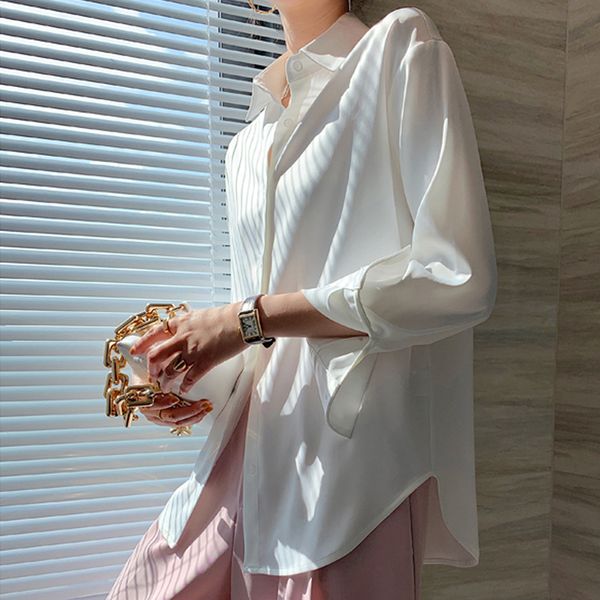 long sleeve shirt women blouse chiffon office lady spring plus size solid elegant fashion casual korean clothing, White
long sleeve shirt women blouse chiffon office lady spring plus size solid elegant fashion casual korean clothing, White