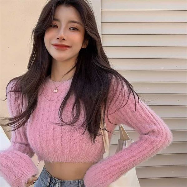 mink cashmere knitted pullover women's autumn sweater pure desire short tight-fitting long-sleeved 211214, White;black
mink cashmere knitted pullover women's autumn sweater pure desire short tight-fitting long-sleeved 211214, White;black