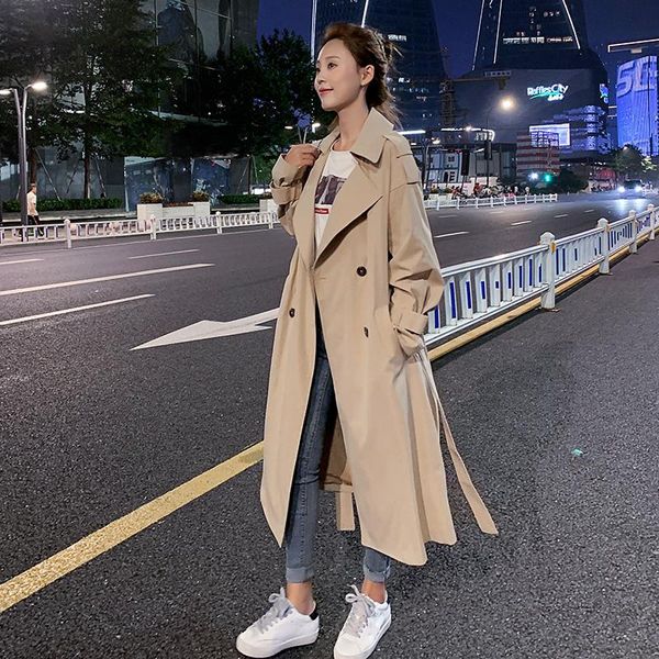 women's trench coats 2021 spring autumn female coat high street women clothes khaki loose outerwear with belt slim long windbreaker, Tan;black
women's trench coats 2021 spring autumn female coat high street women clothes khaki loose outerwear with belt slim long windbreaker, Tan;black