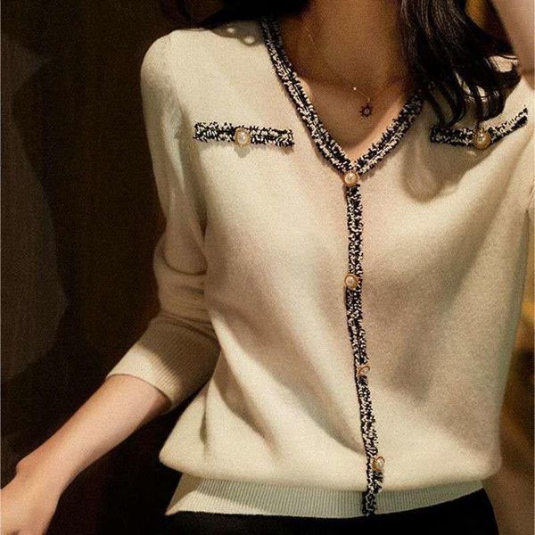 women's knits & tees sweaters long sleeve black pullover knitted pearl button cardigan v neck graceful sweater chic fashion office top, White
women's knits & tees sweaters long sleeve black pullover knitted pearl button cardigan v neck graceful sweater chic fashion office top, White