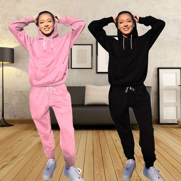 2021 new 2020 women's fashion sports leisure long sleeve hooded sweater suit, White 
2021 new 2020 women's fashion sports leisure long sleeve hooded sweater suit, White