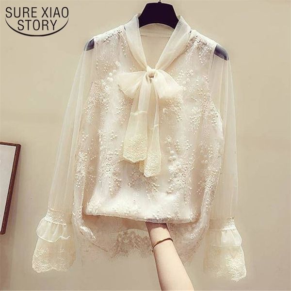 bow tie korean flare sleeve fashion loose embroidery o-neck mesh blouse spring new white lace female bottoming shirt 12474 210323
bow tie korean flare sleeve fashion loose embroidery o-neck mesh blouse spring new white lace female bottoming shirt 12474 210323