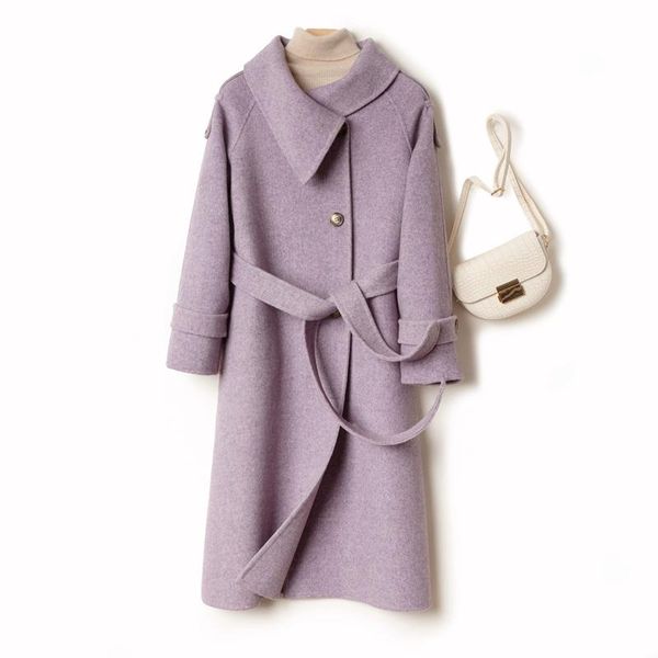 women's wool & blends 100% coat for women cashmere blend long trench 2 sides woolen outwear jacket autumn winter, Black
women's wool & blends 100% coat for women cashmere blend long trench 2 sides woolen outwear jacket autumn winter, Black