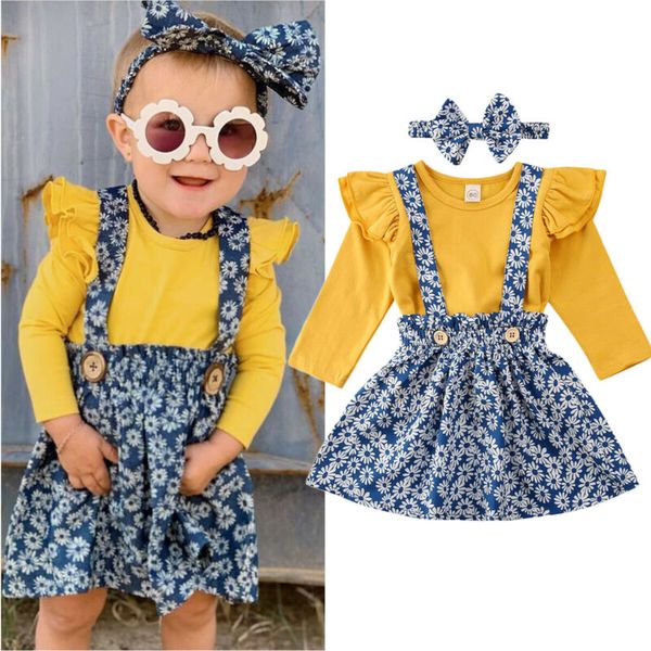 toddler kids baby girls clothes sets 3pcs outfits ruffles solid t-shirt +floral dress suspender headband clothes, White
toddler kids baby girls clothes sets 3pcs outfits ruffles solid t-shirt +floral dress suspender headband clothes, White