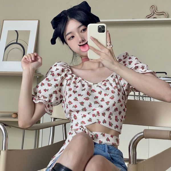 women's blouses & shirts herstory print holiday beach summer korean sweet floral short women french party bandage off shoulder, White
women's blouses & shirts herstory print holiday beach summer korean sweet floral short women french party bandage off shoulder, White