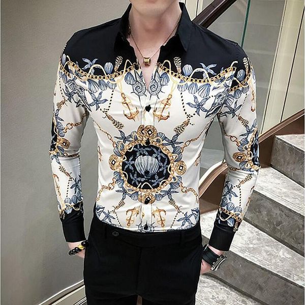 men's casual shirts spring and summer 2021 long-sleeve shirt men social flower male korean slim digital printing mens clothing, White;black
men's casual shirts spring and summer 2021 long-sleeve shirt men social flower male korean slim digital printing mens clothing, White;black