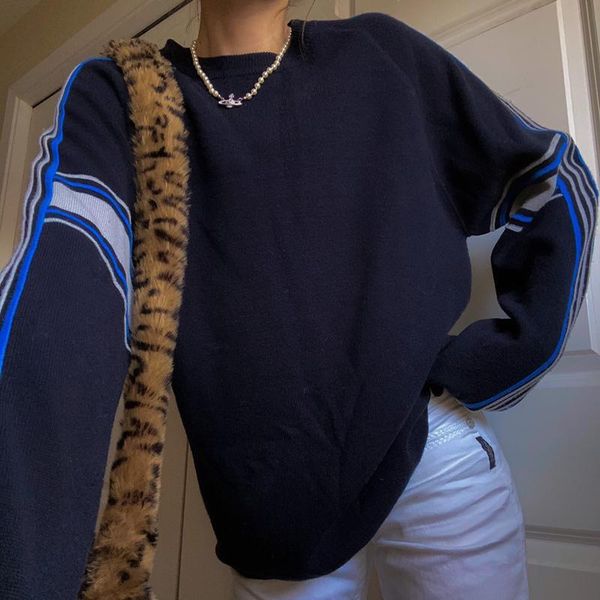 women's sweaters 2000s retroknitted harajuku preppy style pullovers 90s vintage striped o neck long sleeve autumn spring grunge jumpers, White;black
women's sweaters 2000s retroknitted harajuku preppy style pullovers 90s vintage striped o neck long sleeve autumn spring grunge jumpers, White;black