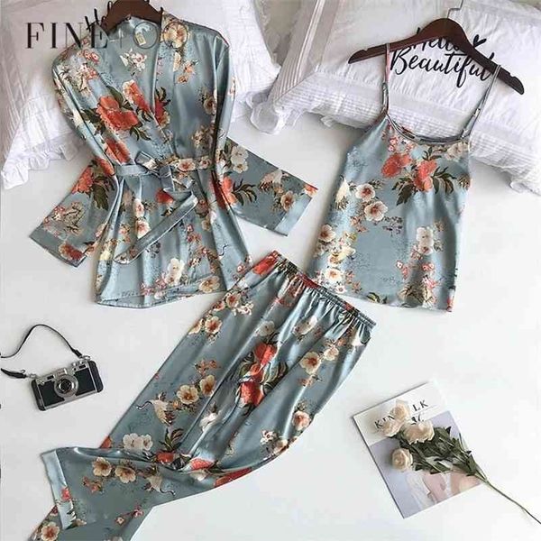 finetoo 3pcs/set spring autumn women silk pajamas sets no-pads flower print pajama sleepwear spaghetti strap satin pyjamas 210325, Black;red
finetoo 3pcs/set spring autumn women silk pajamas sets no-pads flower print pajama sleepwear spaghetti strap satin pyjamas 210325, Black;red