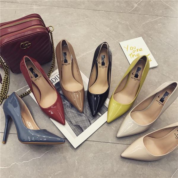 dress shoes 2021 women pumps red lacquer patent leather high heels 10cm wedding party stiletto pointed toe redbridesmaid, Black
dress shoes 2021 women pumps red lacquer patent leather high heels 10cm wedding party stiletto pointed toe redbridesmaid, Black