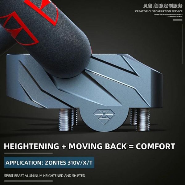 spirit beast motorcycle handlebar heightening base remodel moves backward for zontes 310v/x/t mirrors
spirit beast motorcycle handlebar heightening base remodel moves backward for zontes 310v/x/t mirrors